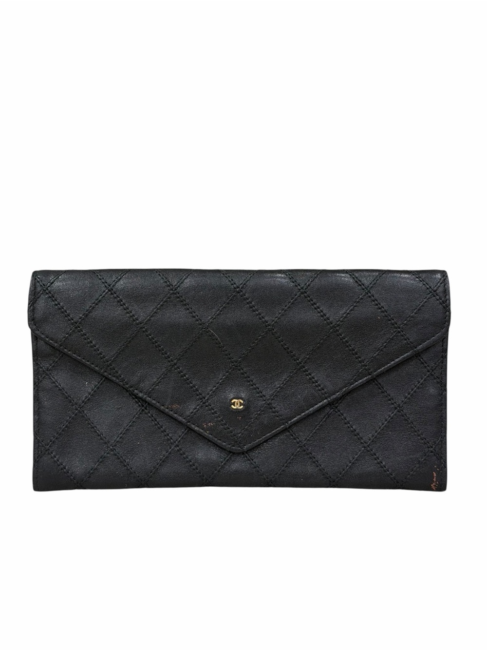 Authentic CHANEL Vintage Diamond Stitch CC Logo Bifold Wallet